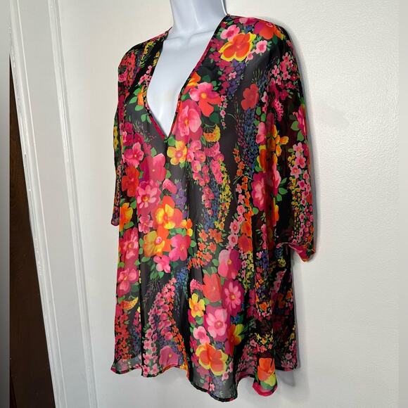 Show Me Your MuMu Jamie Tunic Dress in Fuorescent Floral Size Small, Rare, Fun - Picture 3 of 7